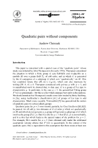 Quadratic Pairs Without Components