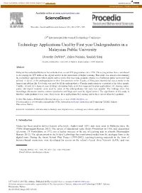 Technology Applications Used by First Year Undergraduates in a Malaysian Public University