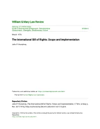 The International Bill of Rights: Scope and Implementation