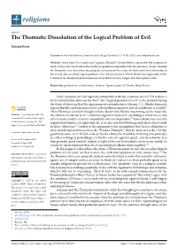 The Thomistic Dissolution of the Logical Problem of Evil