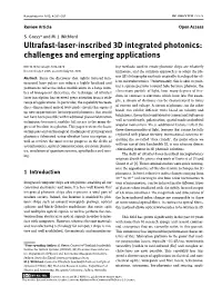 Ultrafast-Laser-Inscribed 3D Integrated Photonics: Challenges and Emerging Applications