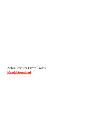Zebra Printers Error Codes