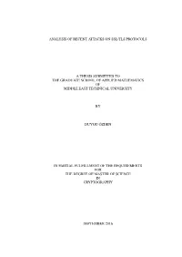 Analysis of Recent Attacks on Ssl/Tls Protocols A