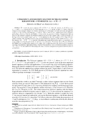 CONSISTENCY and EFFICIENT SOLUTION of the SYLVESTER EQUATION for ⋆-CONGRUENCE: AX + X⋆B = C 1. Introduction. the Sylvester E