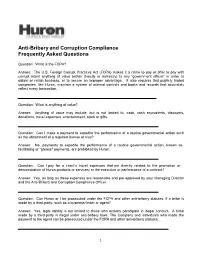 Anti-Bribery and Corruption Compliance Frequently Asked Questions