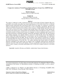 Comparative Analysis of Textile Firm in Pakistani Business Group (Case of DEWAN and MANSHA Group)