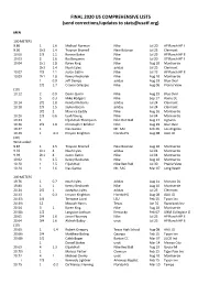 FINAL 2020 US COMPREHENSIVE LISTS (Send Corrections/Updates to Stats@Usatf.Org)