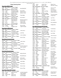 Friday Running Order