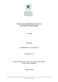 Future Use of Groundwater Resources in the Bay of Plenty Region