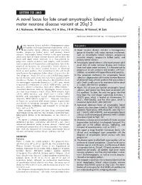 Motor Neurone Disease Variant at 20Q13 J Med Genet: First Published As on 1 April 2004