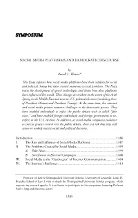 Social Media Platforms and Democratic Discourse