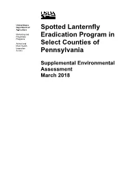 Spotted Lanternfly Eradication Program in Select Counties of Pennsylvania