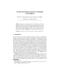 Towards Knowledge Acquisition of Metadataon AI Progress