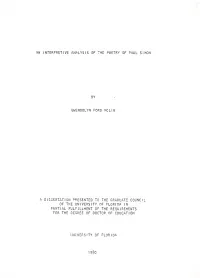 AN Interpretive ANALYSIS of the POETRY of PAUL SIMON