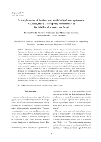 Mating Behavior of the Dioecious Snail Cerithidea Rhizophorarum A.Adams,1855 ( Gastropoda; Potamididae) in the Tidal Flat of a Mangrove Forest