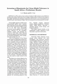 Screening of Rootstocks for Citrus Blight Tolerance in South Africa-Preliminary Results
