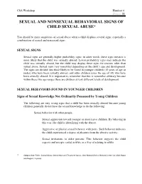 Sexual and Nonsexual Behavioral Signs of Child Sexual Abuse*