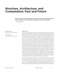 Structure, Architecture, and Computation: Past and Future