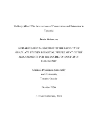 Unlikely Allies? the Intersections of Conservation and Extraction in Tanzania