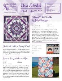 Class Schedule Open Sews