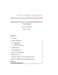 Historic Sites Review of a Proposed Mauna Loa Trail System∗