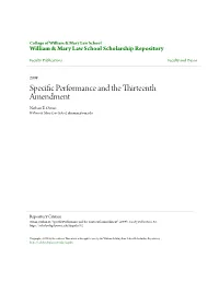 Specific Performance and the Thirteenth Amendment