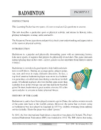 Badminton Packet # 2