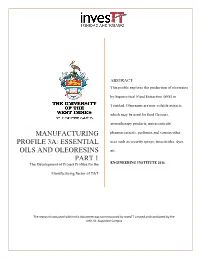 Essential Oils and Oleoresins Part 1