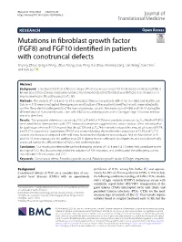 Mutations in Fibroblast Growth Factor (FGF8) and FGF10 Identified In