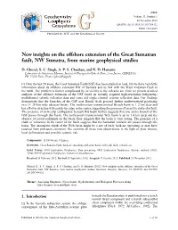 New Insights on the Offshore Extension of the Great Sumatran Fault, NW Sumatra, from Marine Geophysical Studies