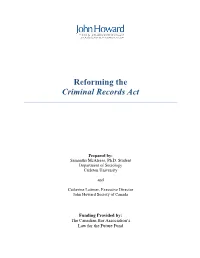 Reforming the Criminal Records Act