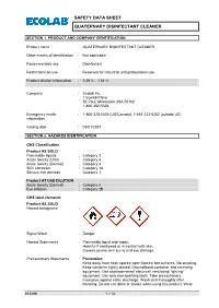 Safety Data Sheet Quaternary Disinfectant Cleaner