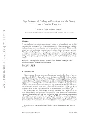 Sign Patterns of Orthogonal Matrices and the Strong Inner Product Property