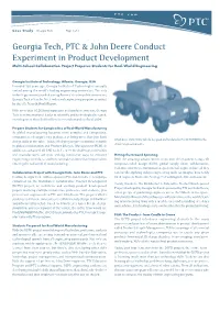Georgia Tech, PTC & John Deere Conduct Experiment in Product