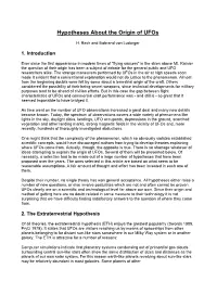 Hypotheses About the Origin of Ufos