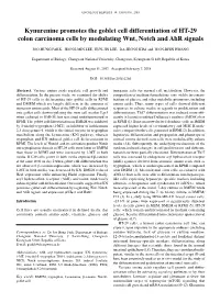 Kynurenine Promotes the Goblet Cell Differentiation of HT-29 Colon Carcinoma Cells by Modulating Wnt, Notch and Ahr Signals