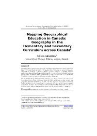 Mapping Geographical Education in Canada: Geography in the Elementary and Secondary Curriculum Across Canada
