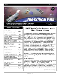 MAVEN—Definitive Answers About Mars Climate History