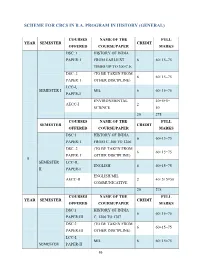 Scheme for Cbcs in B.A. Program in History (General)