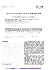 Search for Variable Stars in the Open Cluster NGC 2539
