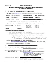 2017-01-19 Stargate Roundtable Call INFORMATION REGARDING