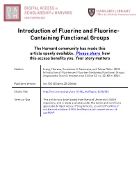Introduction of Fluorine and Fluorine- Containing Functional Groups