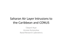Saharan Air Layer Intrusions to the Caribbean and CONUS