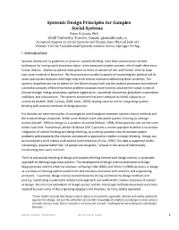 Systemic Design Principles for Complex Social Systems Peter H