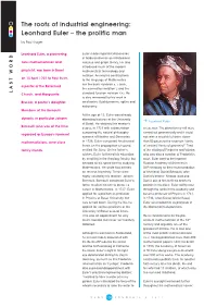 The Roots of Industrial Engineering: Leonhard Euler – the Prolific
