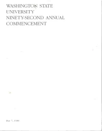 Washington State University Ninety-Second Annual Commencement