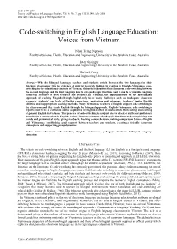 Code-Switching in English Language Education: Voices from Vietnam