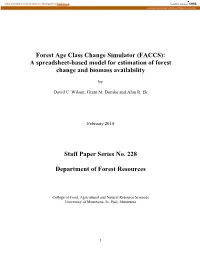 Forest Age Class Change Simulator (FACCS): a Spreadsheet-Based Model for Estimation of Forest Change and Biomass Availability