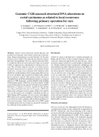 Genomic CGH-Assessed Structural DNA Alterations in Rectal Carcinoma As Related to Local Recurrence Following Primary Operation for Cure