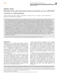 Identification and Functional Characterization of Rare SHANK2